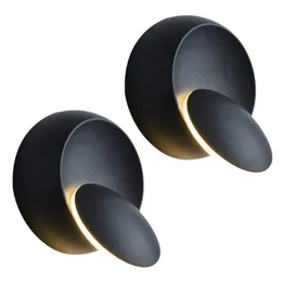 Wall Lamp 2X Lights Decoration LED Lighting Spin Night Light 3000K Moon Type Sconces Black