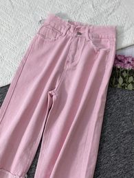 Women's Jeans Y2k Pink High Waist Wide Leg Pants Vintage Korean Fashion Denim Trousers Streetwear Baggy Straight Summer