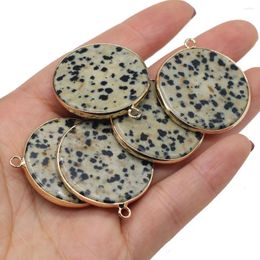 Pendant Necklaces 1pcs Natural Stone Round Shape Damation Jaspers Charm For DIY Jewelry Making Necklace Earring Women Gifts Size 30x30mm
