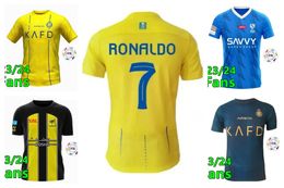 23/24 Al Nassr FC Ronaldo soccer Jerseys Men Kids KitAl Hilal Saudi uniform Home yellow CR7 boys Football shiirt BENZEMA Fans Player Version jersey 2023 Saudi