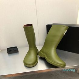 Designer -Rain Boots Season Proof Water Women's Knee Boot Medium Tube Thick Bottom British Style Martin Shoes Size 36-41