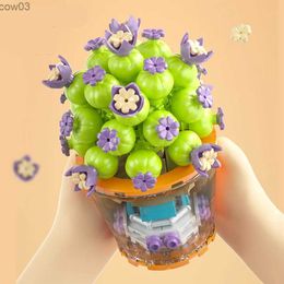 Blocks 3D Bouquet Building Blocks Toys for Girls Flowers Blossom Bonsai Model Home Decoration Children's Assembly Bricks Toys Girl Gift R231020