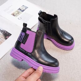 Winter Girls Boots Kids Shoes Girl Fall Fashion Chelsea Boots British Child Winter Warm Waterproof Boy Ankle Boots Size2637 231019