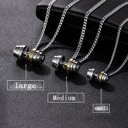 barbell Steel Colour stainless steel necklace mens Couple pendants Fitness sport man Fitness accesories Jewellery on the neck pride241s