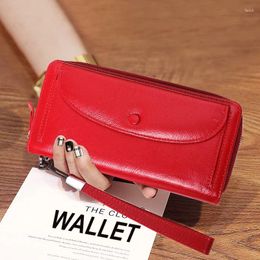 Wallets Genuine Leather Women's Wallet Wrist With S Holder Fashion Female Clutch Cell Phone Pocket Money Bag WS-22