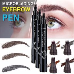 Eyebrow Enhancers 5 Colors Pen Waterproof 4 Fork Tip Tattoo Pencil Long Lasting Natural Dark Brown Liquid Eye Brow 231020