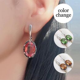 Dangle Earrings Bolai Colour Changing Zultanite Clasp Pure 925 Sterling Silver OV 16 12mm Created Diaspore Gemstone For Women's Gift