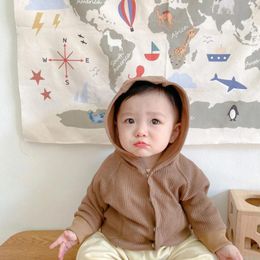Jackets Autumn Baby Long Sleeve Hooded Coat Solid Infant Casual Tops Toddler Boy Cotton Jacket Loose Kids Boys Clothes