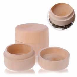 1pc Portable Vintage Round Natural Wooden Jewelry Storage Box Ring Earrings Container Storage Case New Arrival