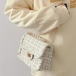 Top Designe custom luxury brand handbag Women's bag gold chain crossbody white shoulder bags Woollen chain bag