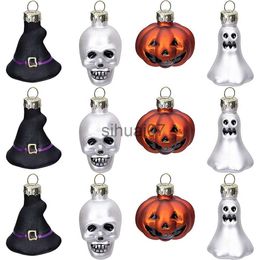 Christmas Decorations 4-12 pieces of Halloween glass decoration with pumpkin ghost skull used for Halloween party Christmas tree decoration x1020