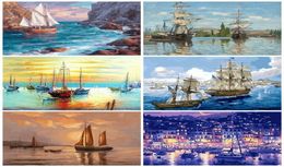 Paintings AZQSD Adult Paint By Numbers DIY Scenery Unframe Home Decoration Acrylic Coloring Ship Handicraft Kits3800837