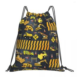 Backpack Construction Trucks Heavy Machinery Kids Boy Backpacks Portable Drawstring Bags Storage Bag Book For Travel Students