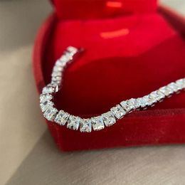 Chain Square Diamond Bracelets For Women Luxury Engagement Wedding gemstone Jewellery 18cm320P