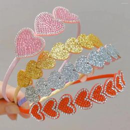 Hair Accessories Children's Peach Heart Band Cartoon Sweet And Shiny Full Diamond Love Headband Girl Princess