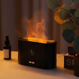 Steamer Perfume Humidifier Ultrasonic Air With LED Light Household Spray Indoor 3D Simulated Fireplace Flame Aroma Diffuser 231020