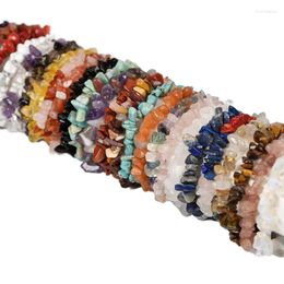 Strand Selling Natural Crystal Agat Jewelry Mixed Irregular Stone Chips Bracelet For Women