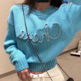 Designer High-end Women's Sweater Comfortable Warm Embroidered round neck 3 C-C Colour mix and match S-XL