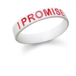 Tennis 4PC Lots Ink Filled Colour I Promise Silicone Wristband Fashion Sporty Round Bracelet For Promotion Gifts Bands Bangle1255y