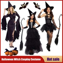 Cosplay Halloween Witch Costumes Sexy Fantasy Adult Black Wizard Cosplay Outfit Masquerade Carnival Party Performance Dresses for Women