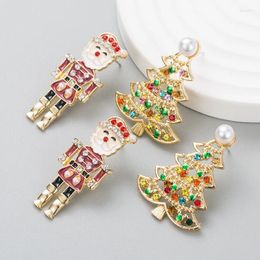 Dangle Earrings Fashion Creative Pearl Christmas Gift Women's Colourful Tree Santa Claus Trend 2023 Women Jewellery