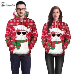 Men's Hoodies Sweatshirts Couple Ugly Christmas Hoodies Man Woman 3D Print Hood Pullover with Pocket Autumn Warm Streetwear Animal Oversized SweatshirtsL231020