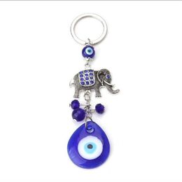 Lucky elephant teardrop-shaped Turkish evil eye pendant evil blue eye key chain288w