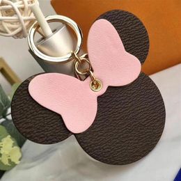 Plaid Mouse Designer Bow Keychains PU Leather Animal Bag Pendant Charm Girls Cars Keyrings Chains Holder Fashion Women Key Ring Je289T