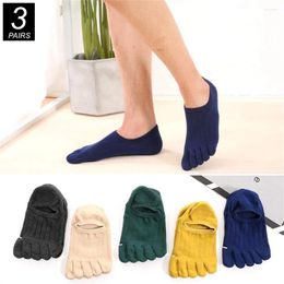 Men's Socks 3 Pairs Unisex Toe Men Five Fingers Breathable Cotton Ankle Boat Running Sweat Solid Colour Separate Toes