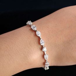 Custom fancy cut moissanite diamond 18k genuine white gold bracelet for wedding