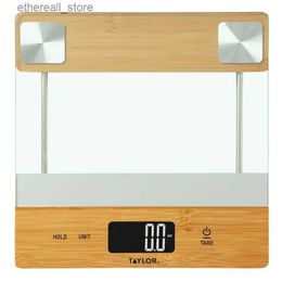 Bathroom Kitchen Scales 11 Pound Glass/Bamboo Household Kitchen Scale and Food Scale in Natural Wood Q231020