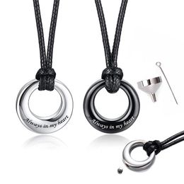 Pendant Necklaces Cremation Jewellery Urn Necklace For Ashes Circle Of Life Eternity Memorial Gift Made 316L Stainless SteelPendant 245m