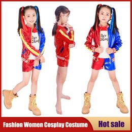 Cosplay Girl Women Cosplay Costumes Movie Clown Suicide Harley Suit Squad Quinn Monster Jacket Shorts Sets Party Halloween Anime Clothes