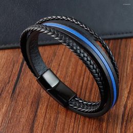 Link Bracelets Punk Classic High Quality Leather Bracelet For Men Fashion Multilayer Braided Party Charm Jewellery Accessories