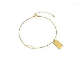 Anklets European And American High-Grade Fashion All-Match Gold Brick Anklet Women's 18K Plated Cold Style Light Luxury Minority