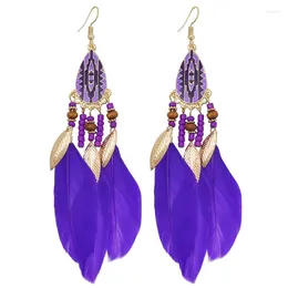 Dangle Earrings Women's Gypsy Hippie Boho Feather Jewellery Brincos Summer Vintage Bohemia Long Tassel Drop Tribal Gift