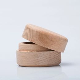 Wholesale 1pc Portable Vintage Round Natural Wooden Jewelry Storage Box Ring Earrings Container Storage Case New Arrival