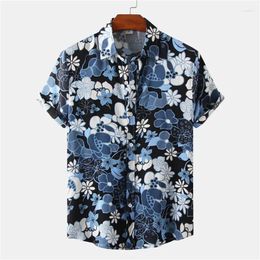 Men's Casual Shirts Mens Hawaiian For Men Vintage Flowers Short Sleeve Button Up Shirt Camisa Hawaiana Hombre Floral Blouse Clothing