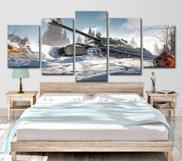 Modern Decor Living Room Wall Art 5 Pieces Pictures War World Of Tanks Canvas Painting HD Printed Modular Poster4808163