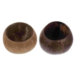 Dinnerware Sets 2 Pcs Coconut Shell Cups DIY Bowls Candles Holders Candy Storage Jars Containers Tea Lights