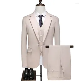 Men's Suits 2023 Latest Luxury Men 3 Pieces Set Formal Slim Fit Tuxedo Prom Suit / Male Groom Wedding Blazers Dress Jacket Coat Pants Vest