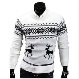 Deer Christmas Sweaters for Man O Neck Casual Pullover Male Sweater Men Jumper Mens Knitwear Sueter Slim Top Winter Sweters T20040265F