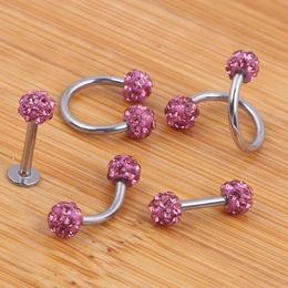 Stud Crystal Ball CZ gem 5 style Tragus Cartilage Helix Bar Ear Ring Piercing Studs eyebrow Ear Lip Horseshoe Nose RIng Body 231020