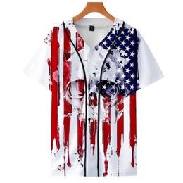 Men's T Shirts Skull USA National Flag Baseball T-shirt Hip Hop Casual 3d Tshirt Tee Harajuku Streetwear Shirt Brand Clothes283a