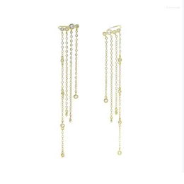 Dangle Earrings 2023 Spring Fashion Cz Station Chain Tassel Earring With Gold Silver Plated 925 Sterling Long Jewelry Drop Ship