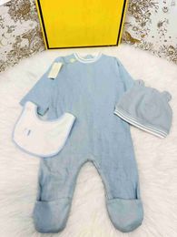 Luxury bodysuit for newborn high quality baby crawling suit Size 59-100 three-piece Comfortable jumpsuit and hat Bib Oct15