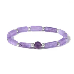 Strand Delicate Rectang Natural Stone Amethyst Bracelets For Women's Aesthetic Hand Jewellery Stretch Square