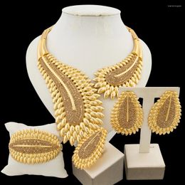 Necklace Earrings Set Luxury Wedding Shine Jewelry For Bridal Women Fashion Stone Design Large And With Bracelet Ring 4Pcs