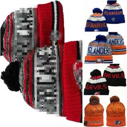 Men's Caps Hockey ball Hats Hurricanes Beanie All 32 Teams Knitted Cuffed Pom LOS ANGELES Beanies Striped Sideline Wool Warm USA College Sport Knit hats Cap For Women