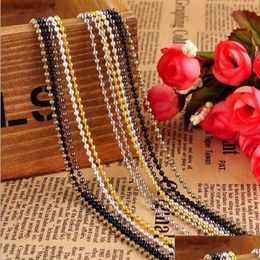 Chains Gold Siery Black 1 5Mm 2 4Mm 70Cm Bead Chain Necklaces Ball Stainless Belt Buckle Necklaces278X Drop Delivery Jewelry Pendants Dhua6